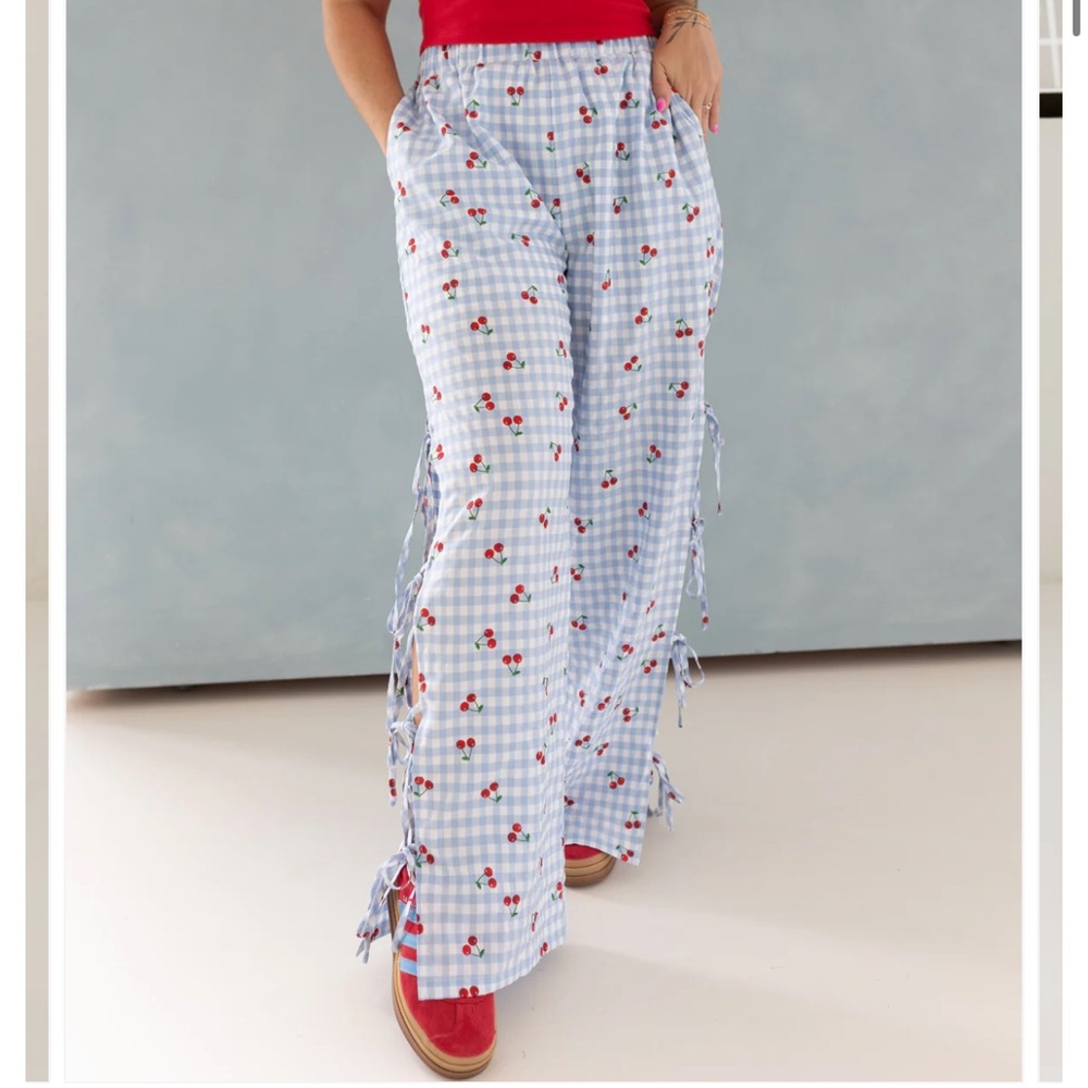 Bourbon and belles CHERRY TIE BOXER PANTS